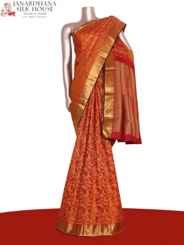 Pure Handloom Jungle Zari Wedding Kanjeevaram Silk Saree